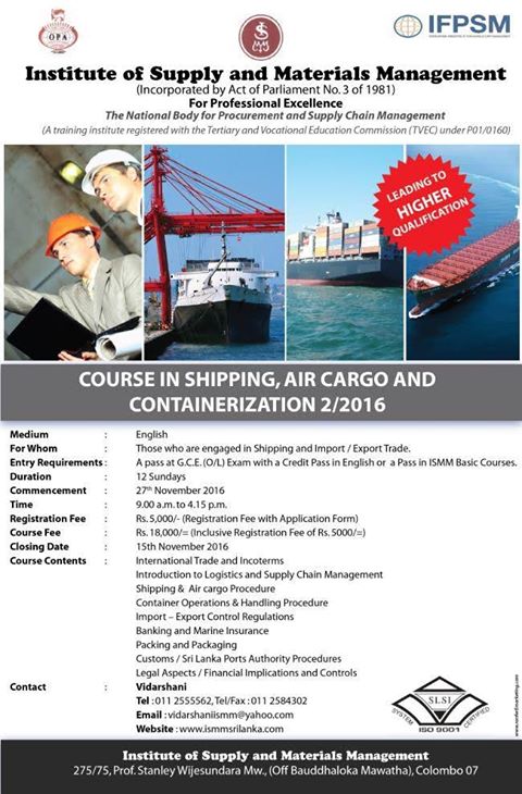 Course in Shipping, Air Cargo and Containerization
