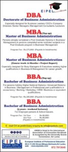 BBA to MBA top up & Business Doctorate