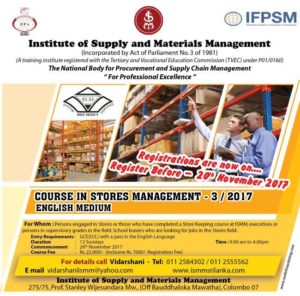 Course in Stores Management ENGLISH Medium